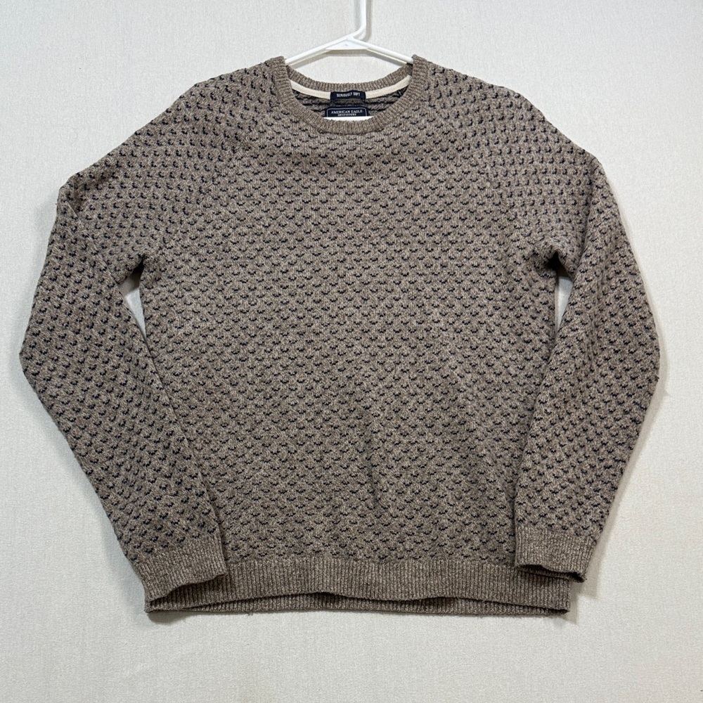 American Eagle Outfitters Textured Tan Crewneck Sweater